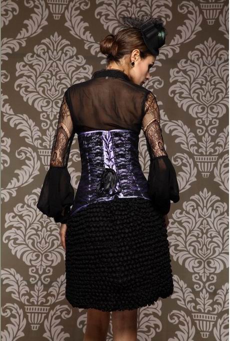 Luxury Black and Purple Under bust Corset